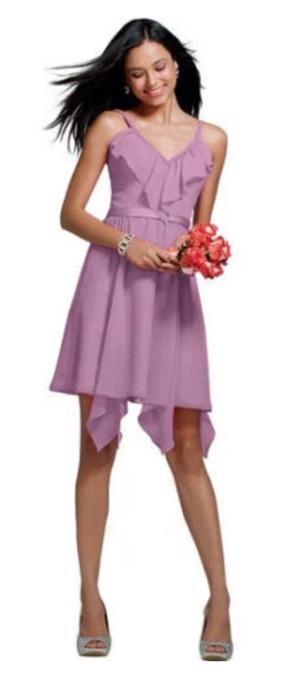 Alfred Angelo Style 7222 Ruffle V-Neck Chiffon Bridesmaid Dress in Royal Bloom
